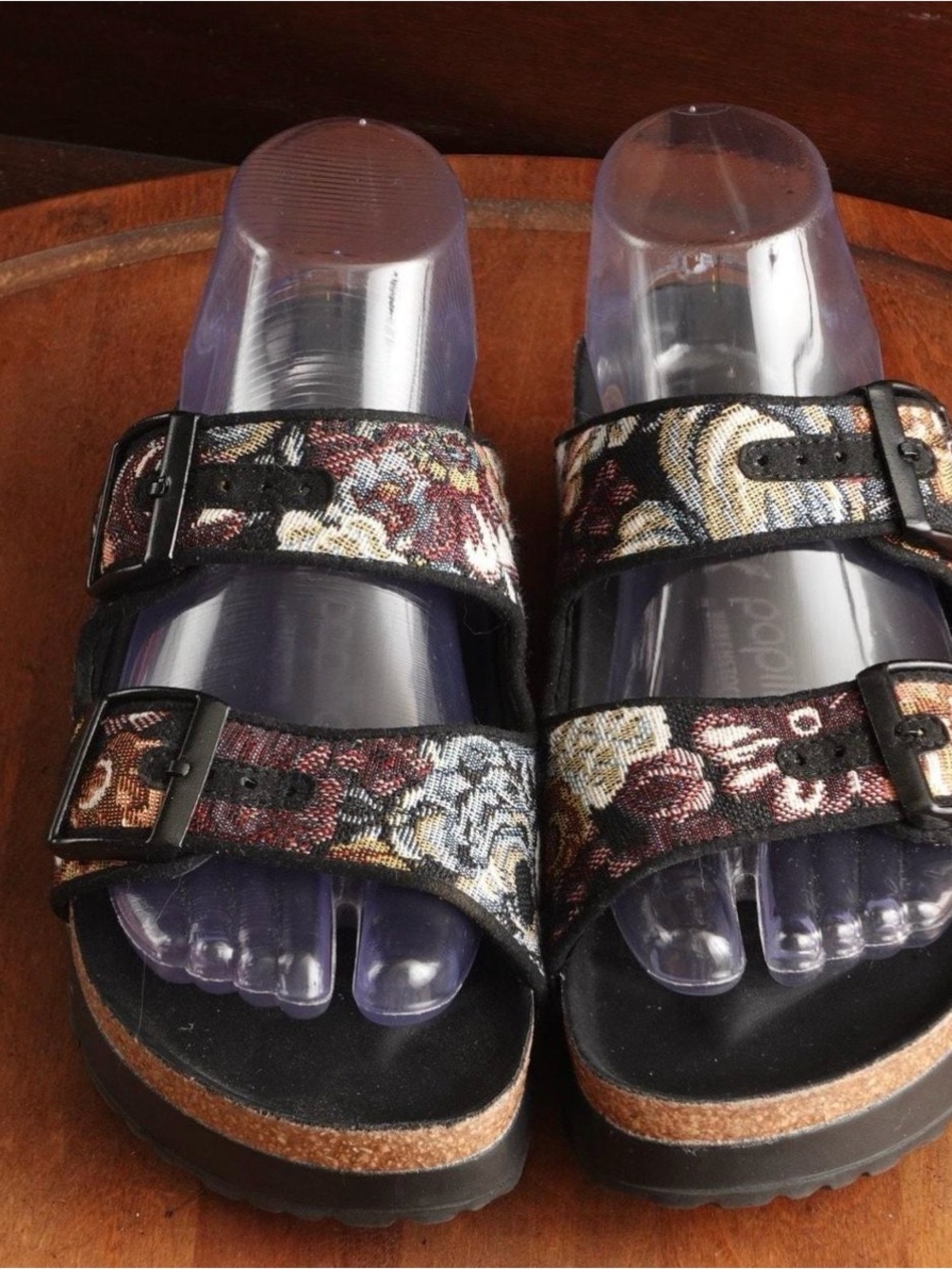 Birkenstock Arizona Pap Platform Sandals WMS SZ 10 Brocade Flex Platform Boho - Picture 3 of 4
